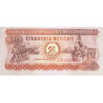 50 Miticais Mozambique 1980 Biljet